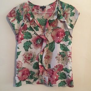 Talbots Floral Ruffled Short Sleeved Blouse Size 4